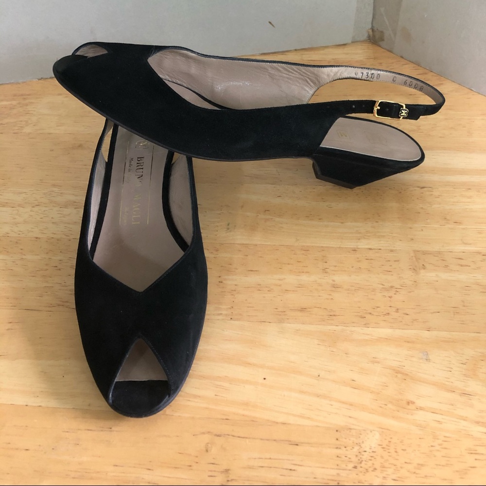 Bruno Magli suede slingback peep toe shoes